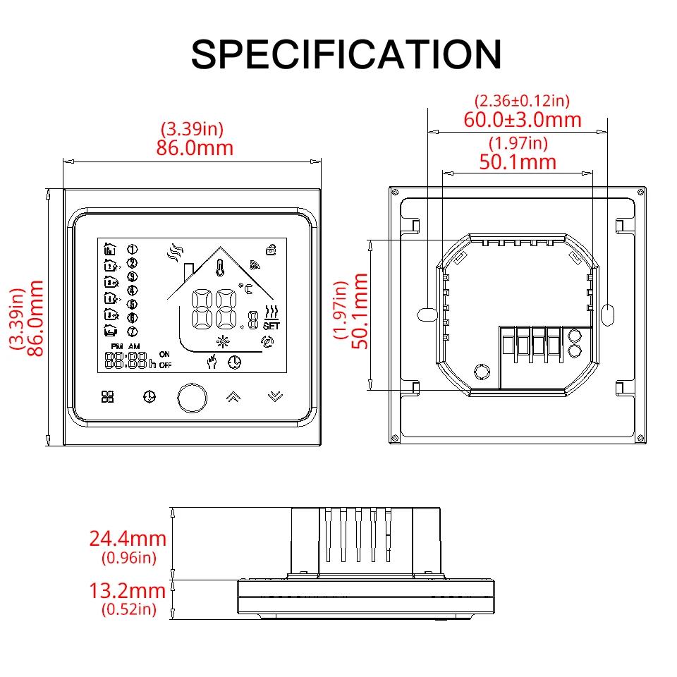 Thermostat intelligent WiFi, régulateur de température pour eau/chauffage électrique au sol, chaudiè