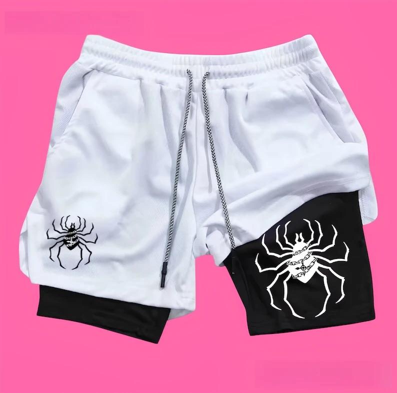 Short de sport 2 en 1 décontracté homme femme Anime Spider Gym HxH - Short fitness gymnastique design manga