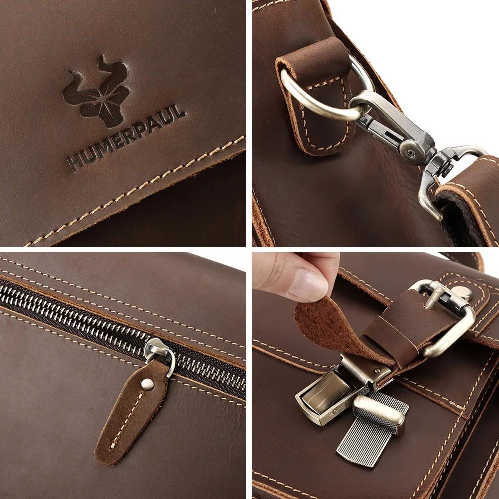 Crazy Horse – sac messager en cuir pour hommes, mallette pour ordinateur portable d'affaires, fourre