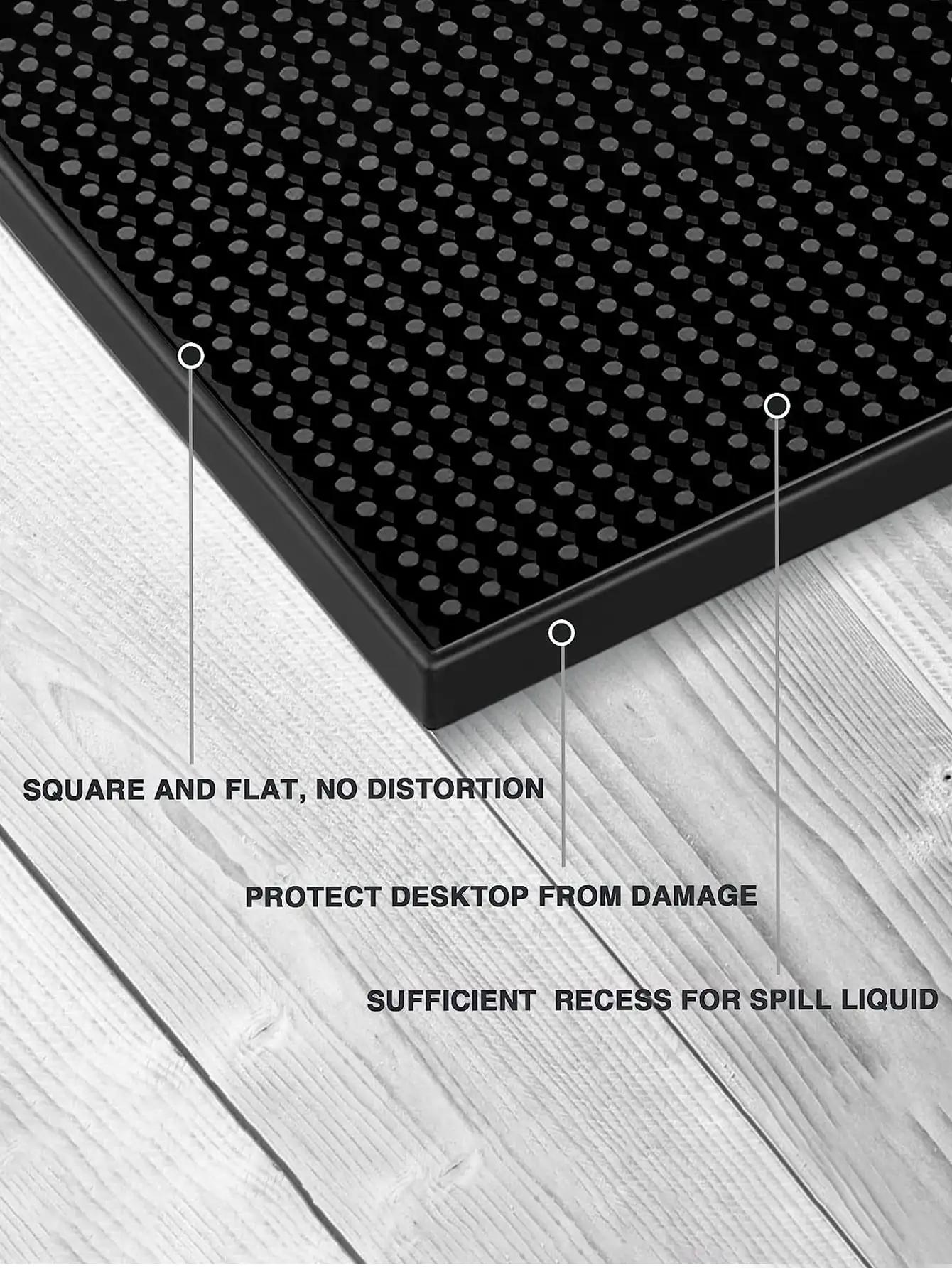 Leeseph Tapis de bar 17,7 x 11,8 pouces d'épaisseur Tapis de déversement de barre noir durable et él
