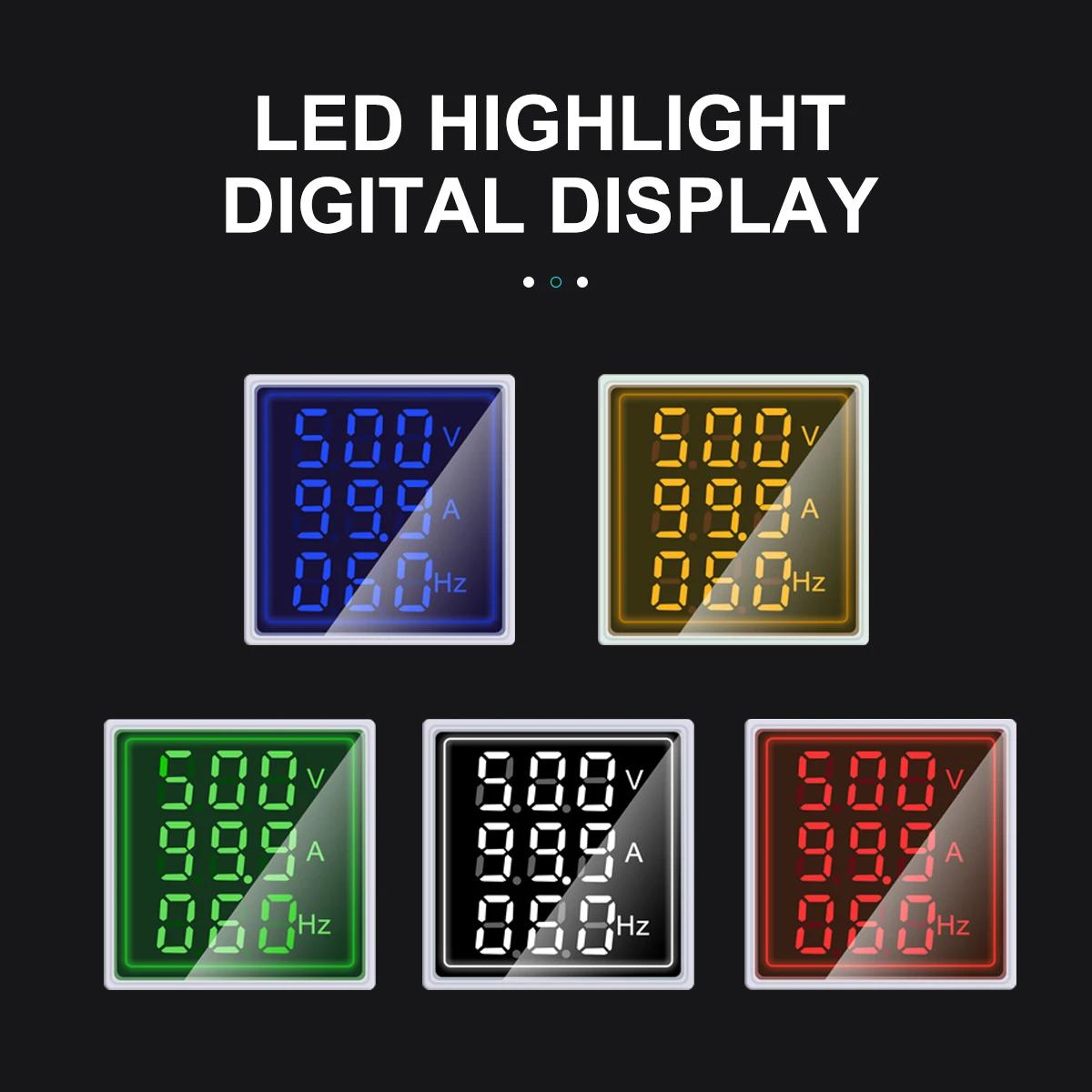 Voltmètre numérique LED AC 60-500V 1-100A, ampèremètre, fréquencemètre HZ, voyants lumineux, testeur
