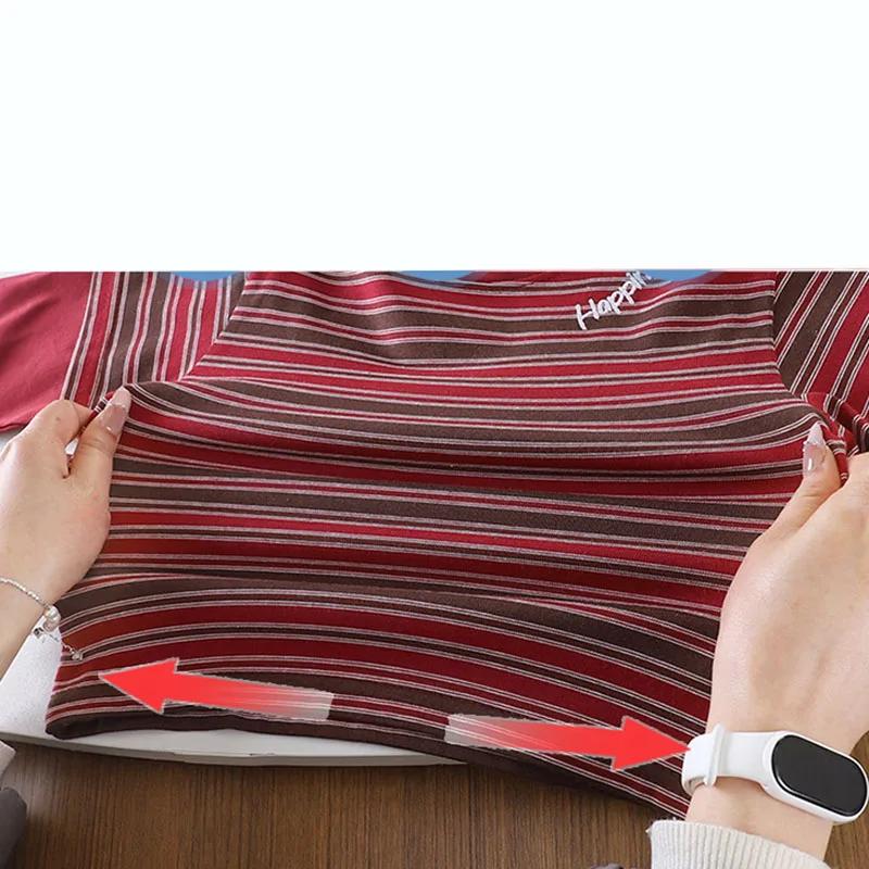 T-shirt rayé de style coréen pour garçons et filles, vêtements en coton respirant, vêtements de prin