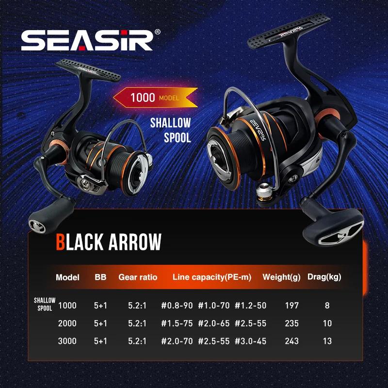 SEASIR  Moulinet de pêche Spinning Black Arrow, équipement principal en métal, bobine en aluminium p