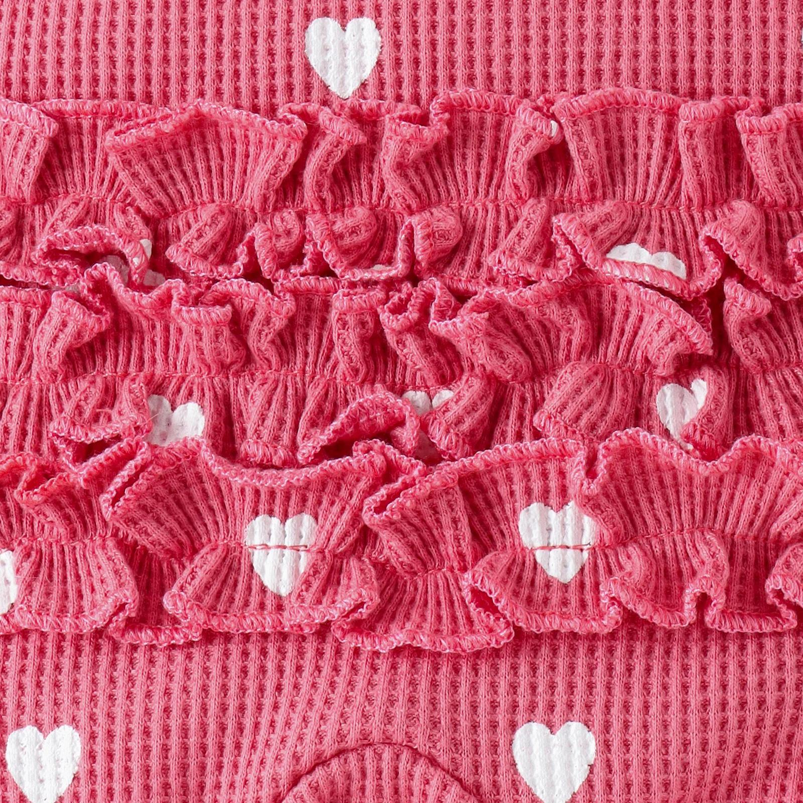 2 pièces automne de 0 à juin nouveau-né bébé confortable mignon col rond gaufré coeur fermeture écla