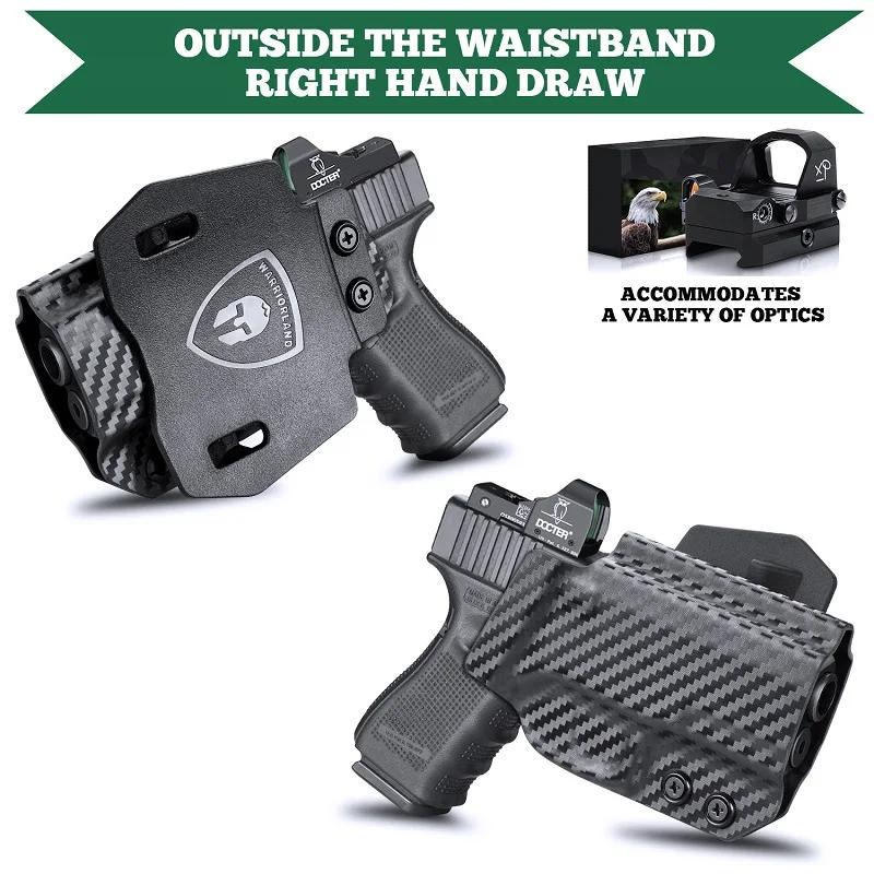 OWB-Étui Kydex pour Glock 17/19/19X/26/32/44/45 Isabel (1-5), supports pour odordroitier DulFast Pia