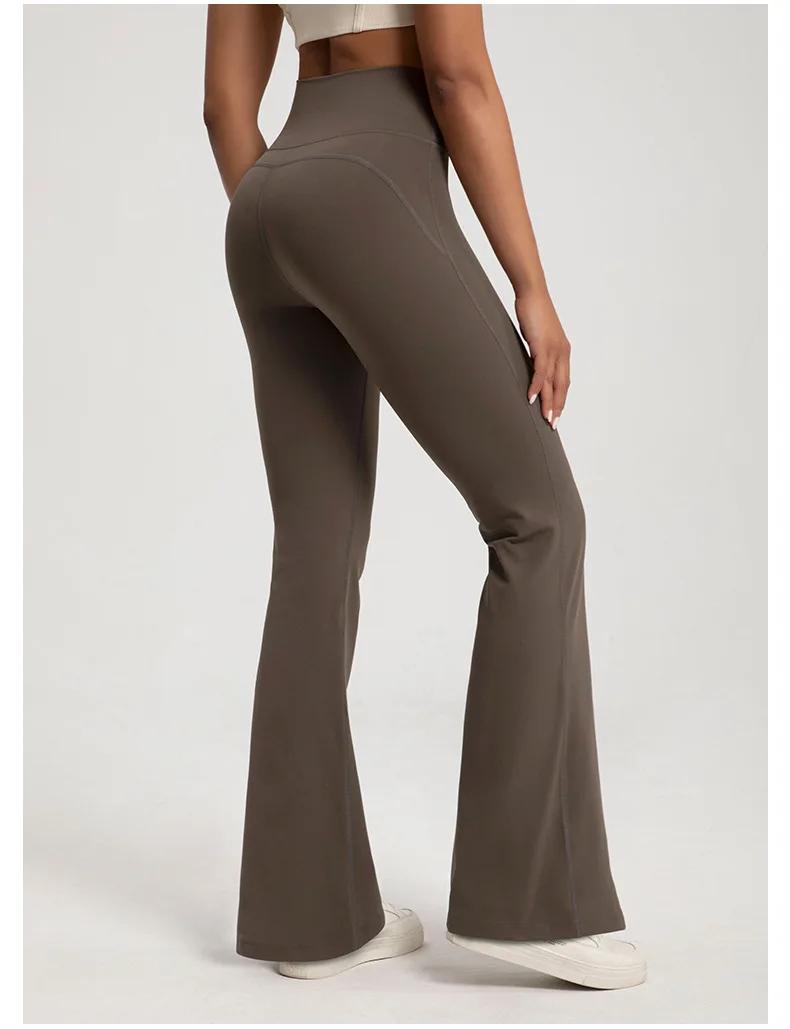Nu taille haute cintrée hanche levage Fitness exercice élastique cloche bas pantalon femmes décontra