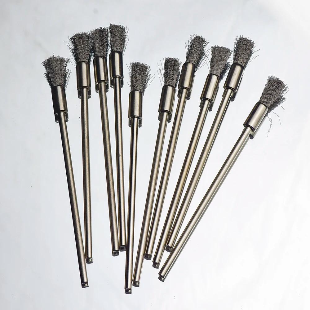 Embout de fil d'acier inoxydable, brosse en forme de stylo, tige d'extension de rayures en poils, ti