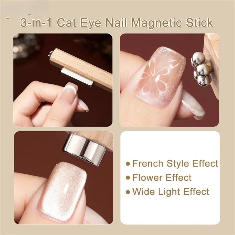 Cube magnétique œil de chat 3 en 1 pour ongles, bâton carré magnétique puissant, stylo magnétique, D
