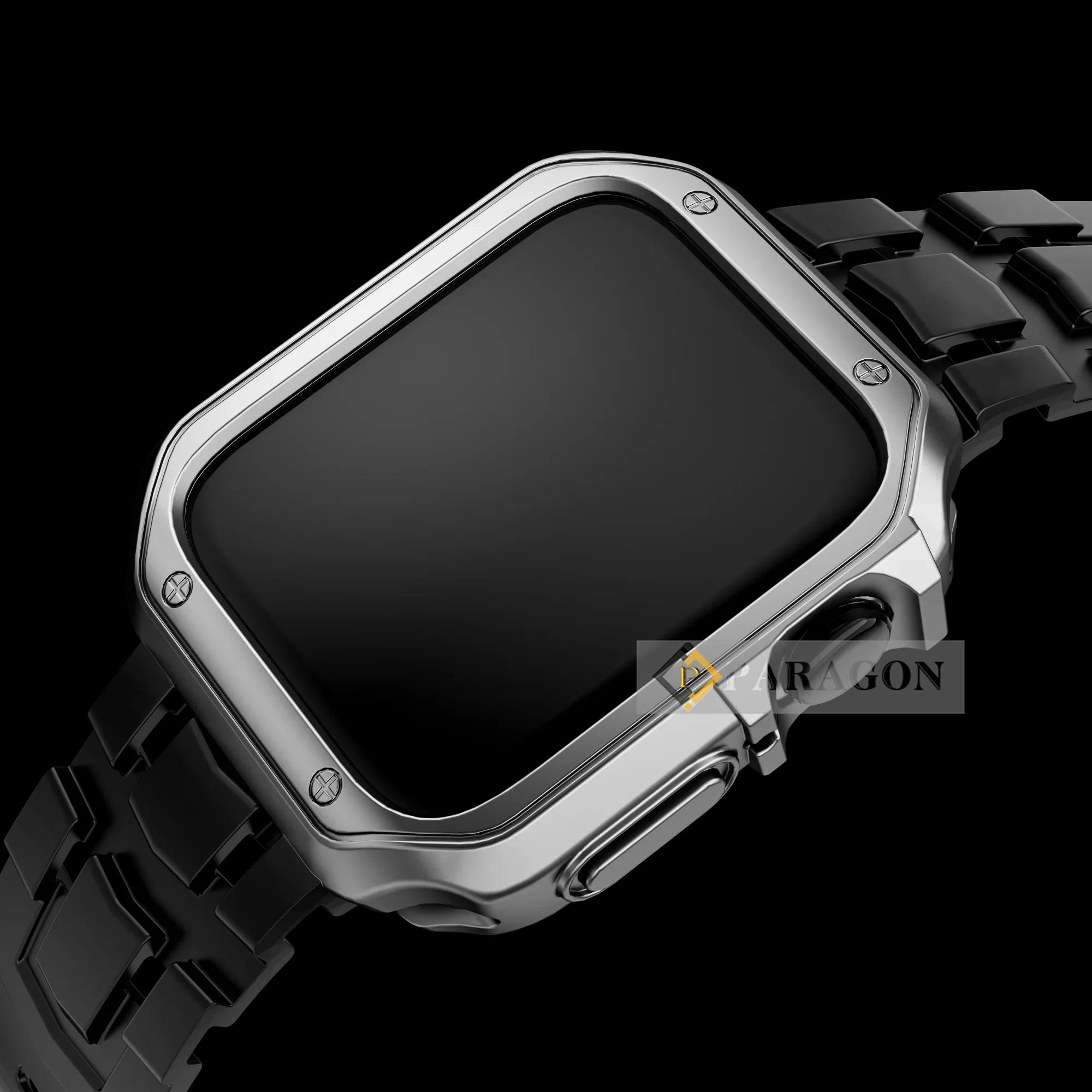 Bracelet en caoutchouc de silicone et étui pour Apple Watch, bande TPU pour iWatch, Ultra Series 9, 