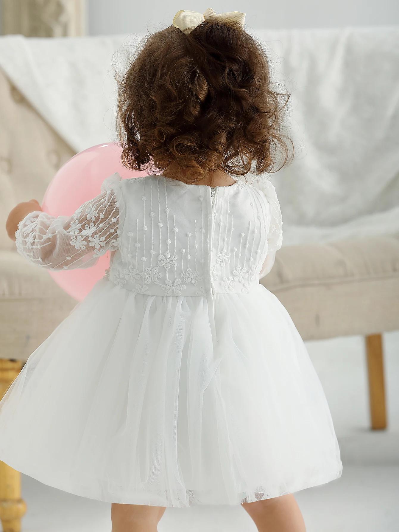 Bébé baptême trucs robe bébé robe filles fête anniversaire mariage princesse robes blanches pour fem