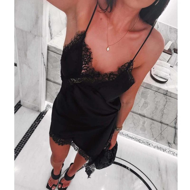 MUJER 2025 dentelle robe femme noir dos nu robes courtes pour les femmes asymétrique fête femmes rob