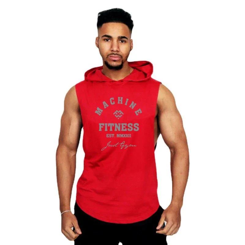 Vêtements de Sport à capuche homme débardeur été coton respirant Fitness musculation sans manches