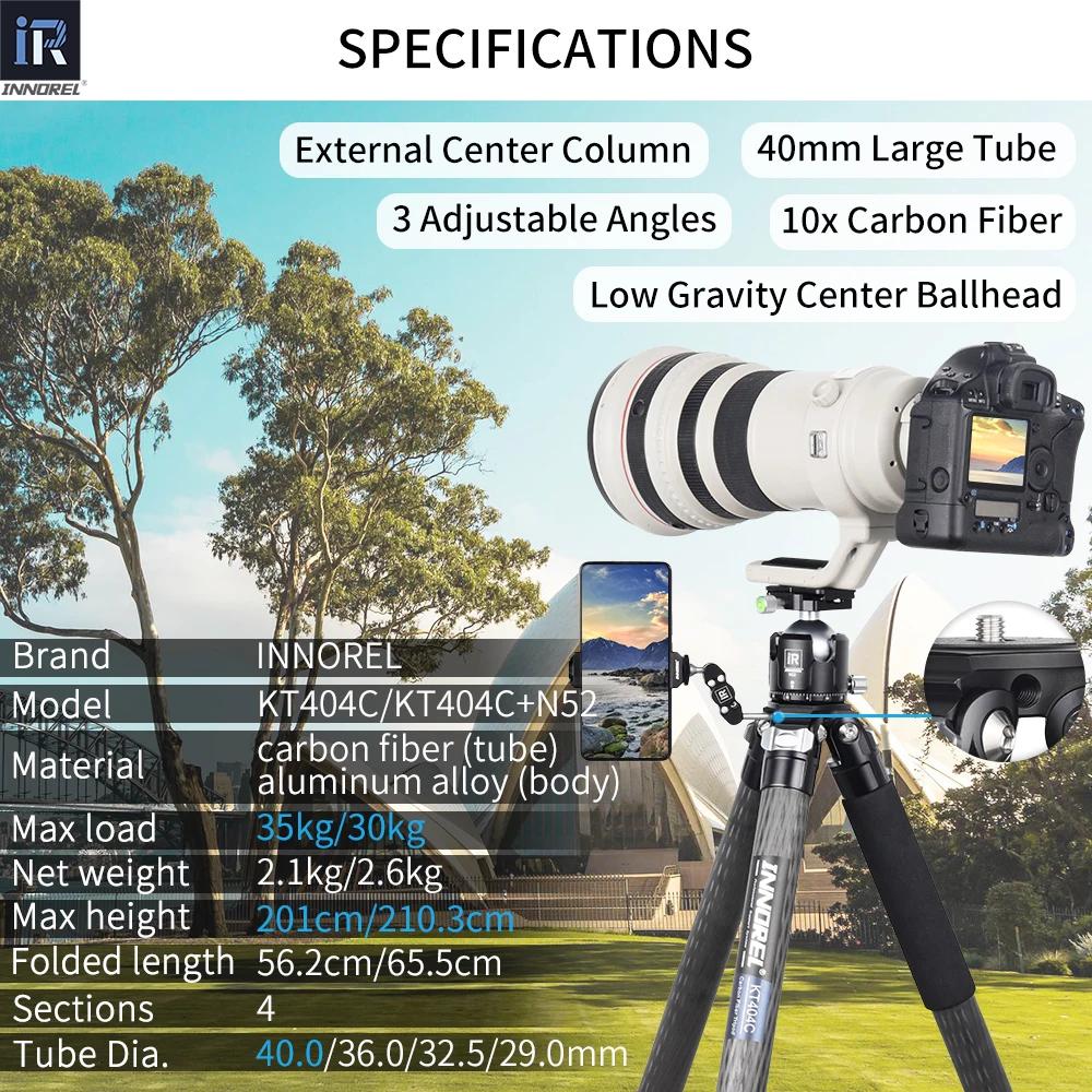 INNOREL – trépied Compact 10X en Fiber de carbone KT404C, pour caméscope vidéo numérique DSLR, suppo