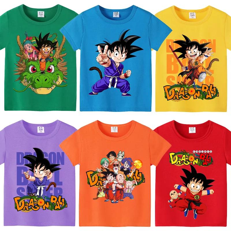 T-shirts Dragon Ball Goku, vêtements imprimés de dessins animés, manches courtes, décontractés, pour