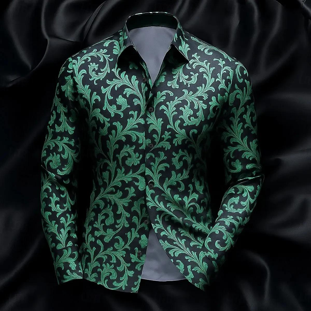Chemise à manches longues pour hommes, simple, couleur unie, motif géométrique 3D imprimé, revers, d