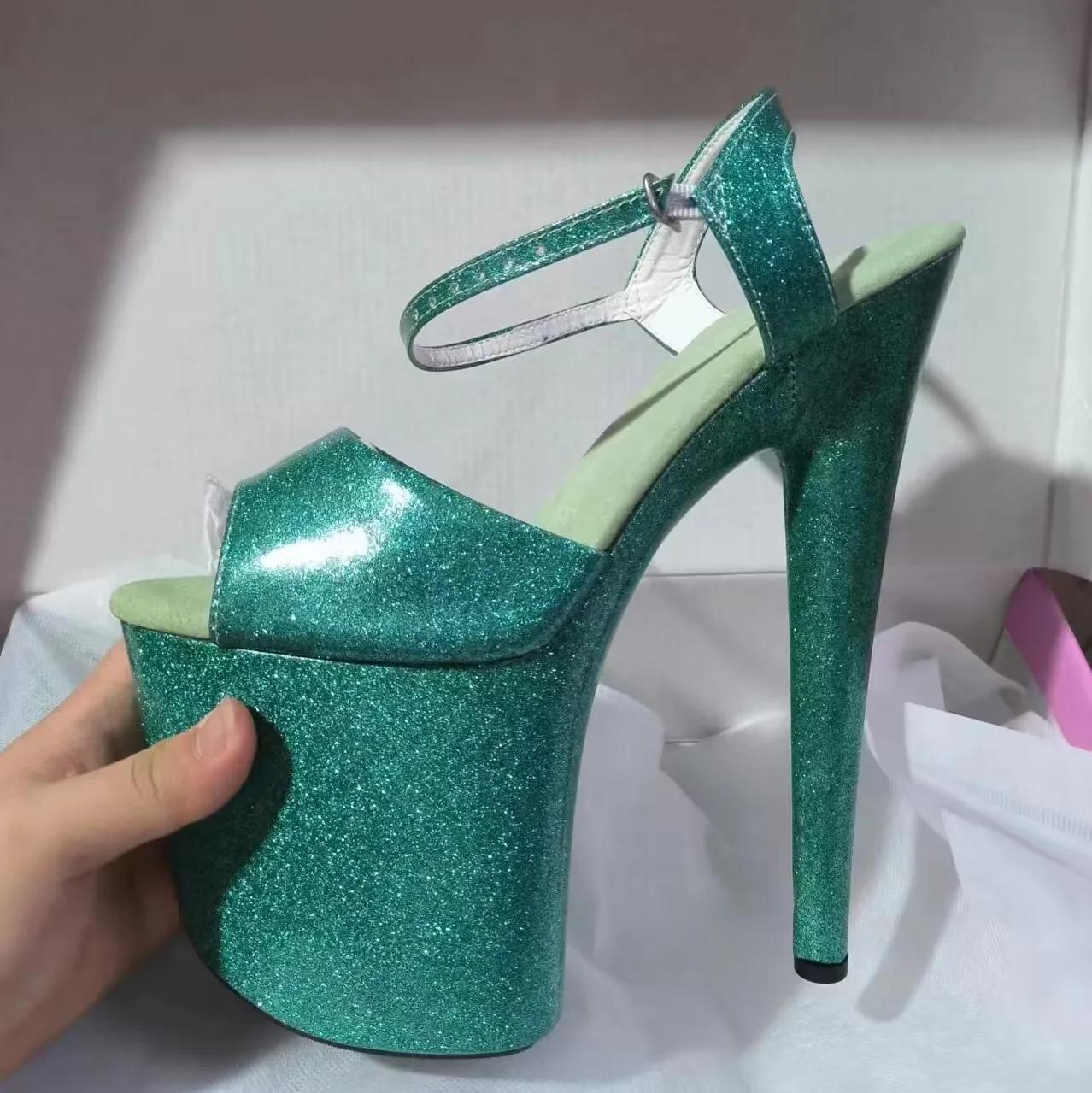 20 cm sexy pôle danse chaussures visage brillant flash cristal haine ciel haute sandales plate-forme