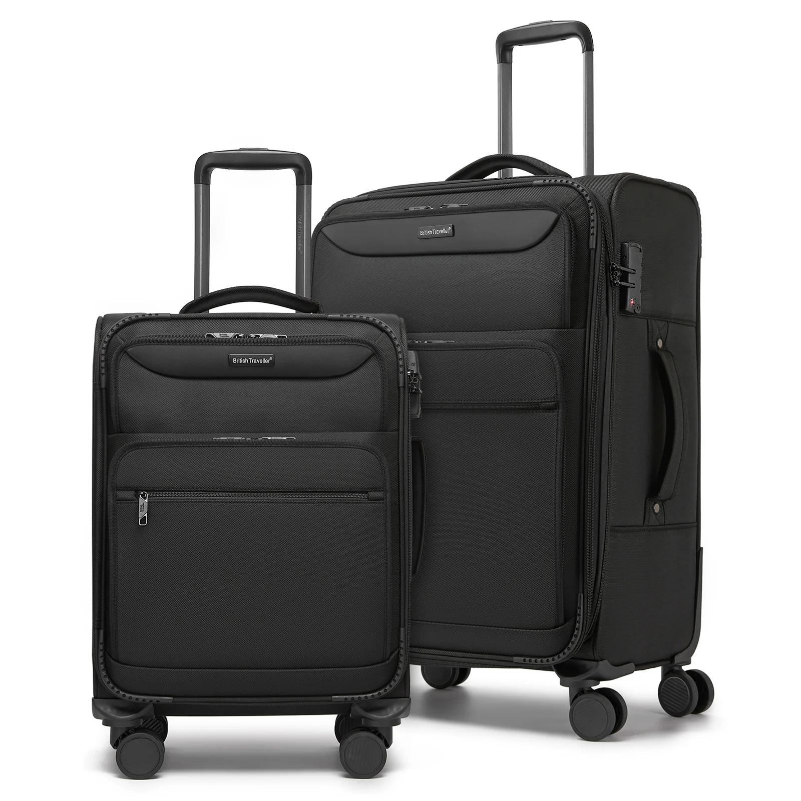 Valise British Traveller - Poignée réglable, 4 roulettes pivotantes, légère, serrure TSA - Bagage en