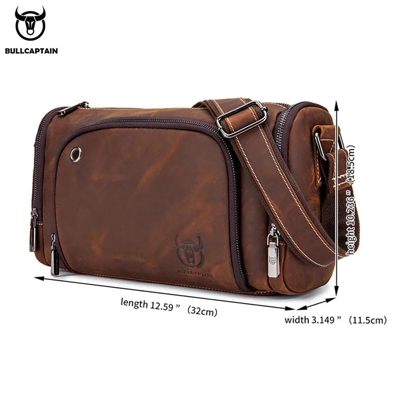 BULLCAPTAIN-Sac rétro en cuir de cheval pour homme, sacoche de bonne qualité, nouvelle collection 20