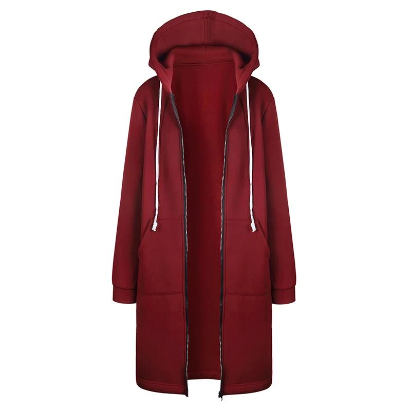 2025 Women's Autumn Winter ThickenHoodies Parkas Loose Hooded Jackets Zipper Pocket Maxi Size Sweats