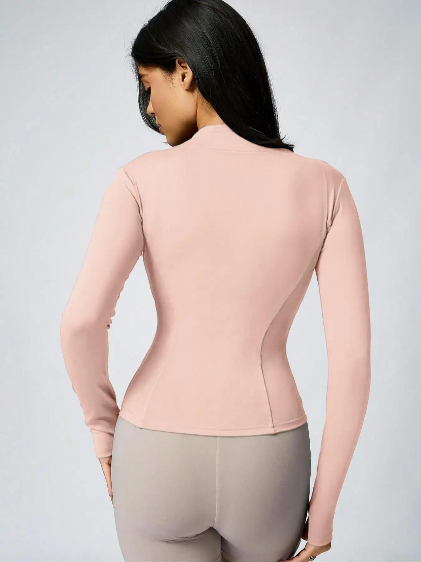 Fitfemme Veste d'entraînement athlétique respirante à manches longues et fermeture éclair pour femme