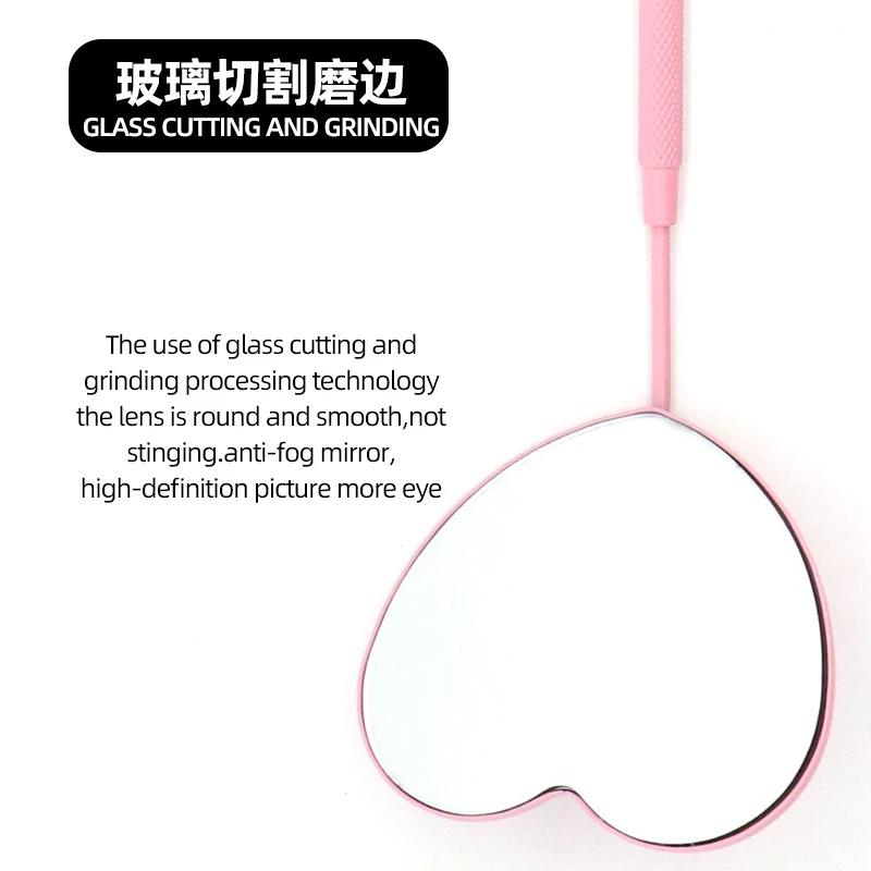 Miroir de contrôle d'extensions de cils en forme de cœur, miroir multifonction en acier inoxydable, 