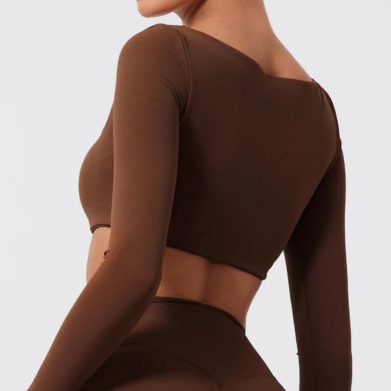 Hearuisavy – Haut de sport pour femme à séchage rapide, col carré, pour la gym, le fitness, le yoga,