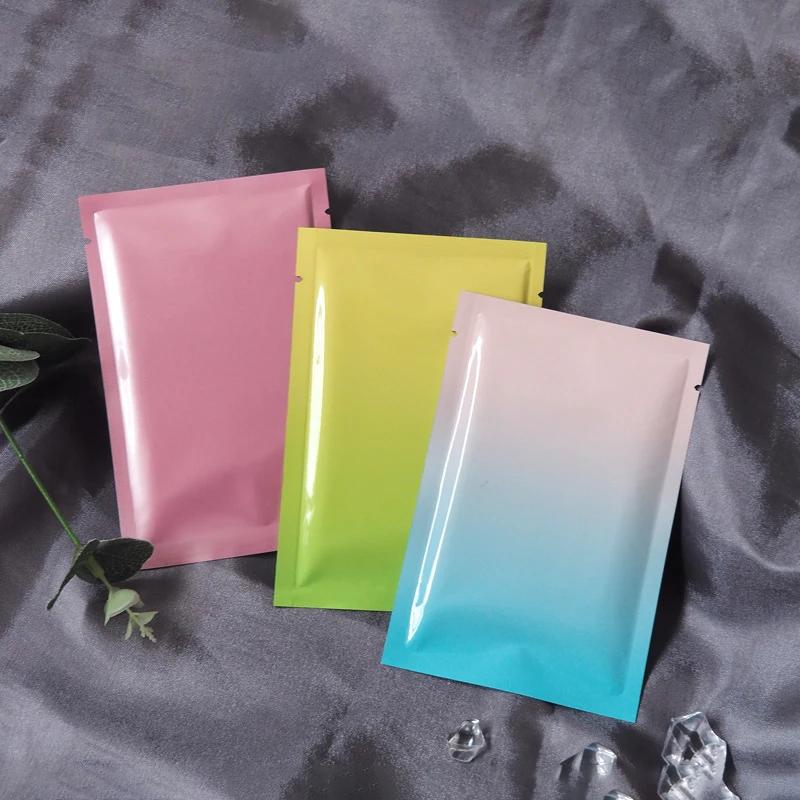 TETP 100 pièces petit Film d'aluminium coloré sac ouvert supérieur poudre thermoscellée bonbons thé 