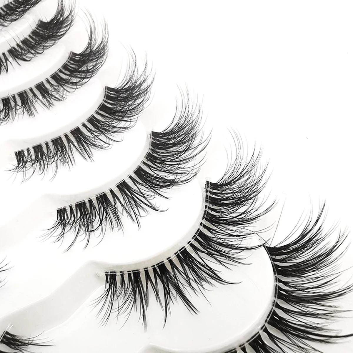 7 paires de cils oeil de chat, cils de vison artificiels aspect naturel cils de vison intelligents c