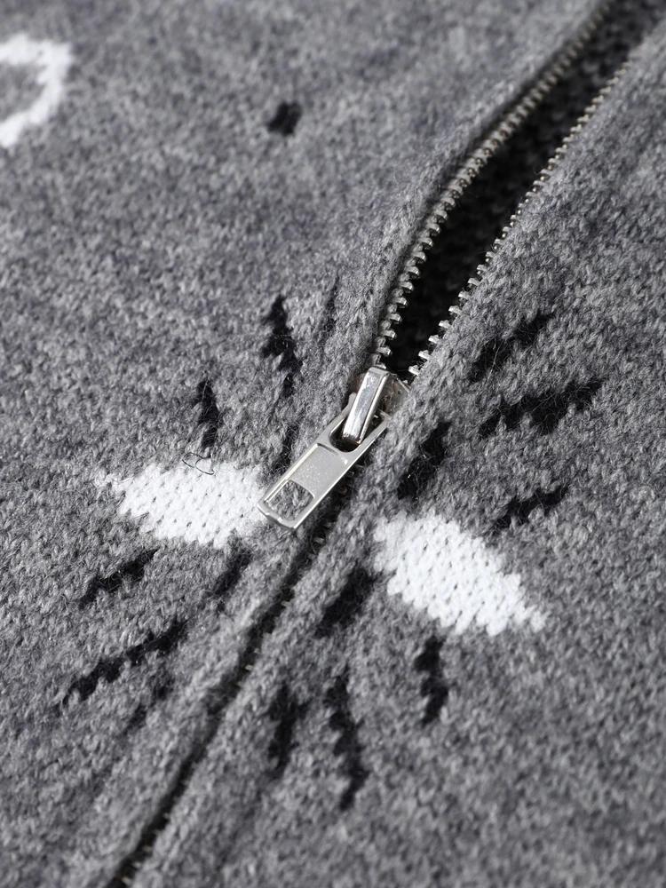 Cardigan Jacquard décontracté pour femmes, ample, col montant, poches zippées, pull assorti avec tou