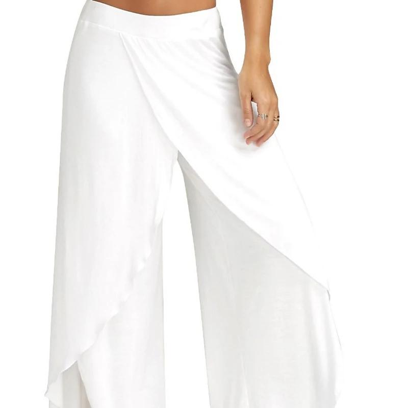 Femmes grande taille pantalon à jambes larges ample Fitness danse Yoga pantalon fendu femme élastiqu