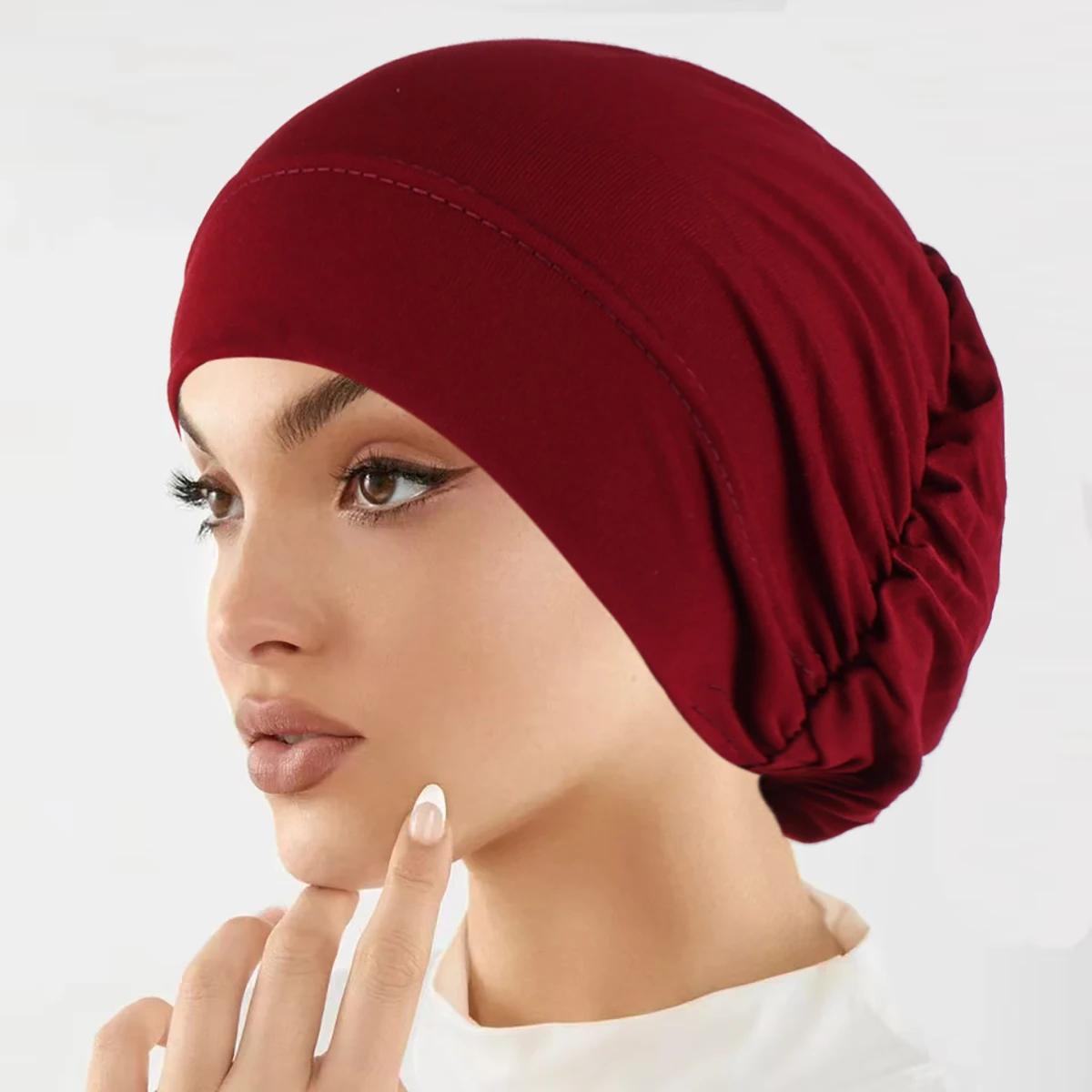 Mode musulmane femmes Hijabs doux extensible couleur unie Turban chapeau Cancer chimio bonnets casqu