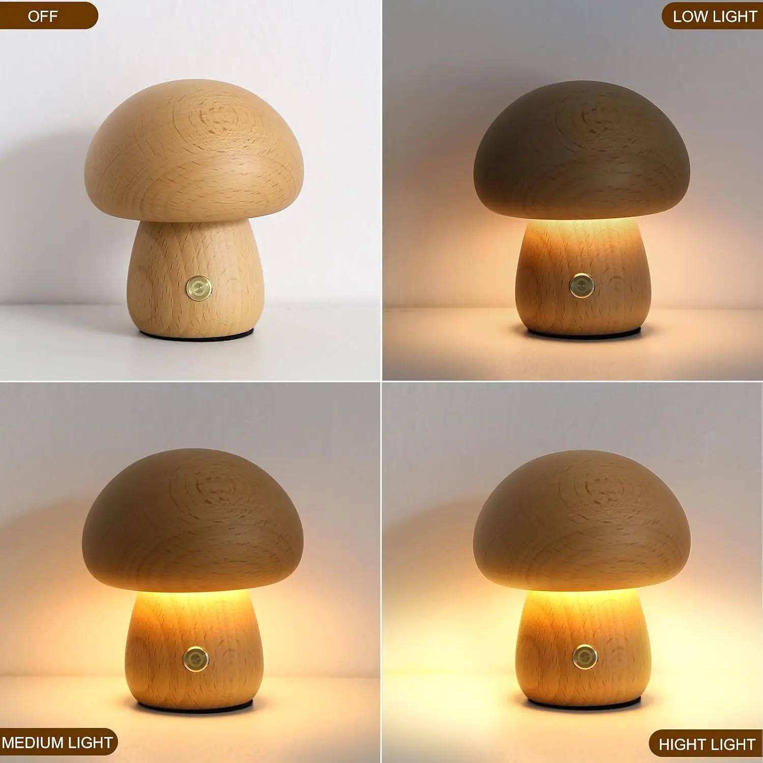 Lampe de Table champignon tactile Rechargeable, Portable, veilleuse de chevet pour chambre à coucher