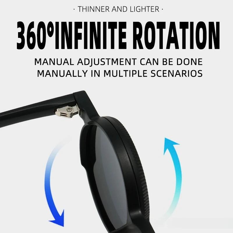 360 °   Lunettes de soleil rotatives réglables, monture ronde, polarisées, pour l'extérieur, résista