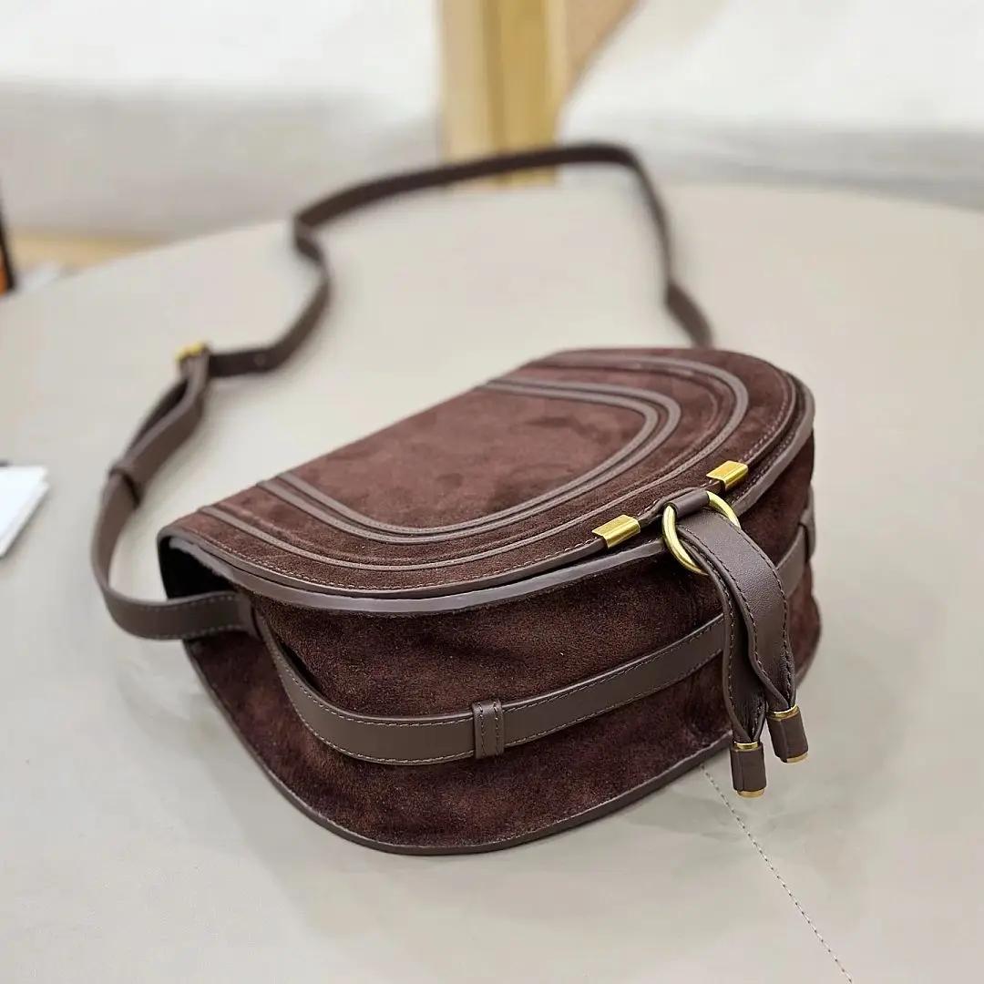 Sac bandoulière rétro en daim, sac à main vintage en cuir de vachette, sac bandoulière classique en