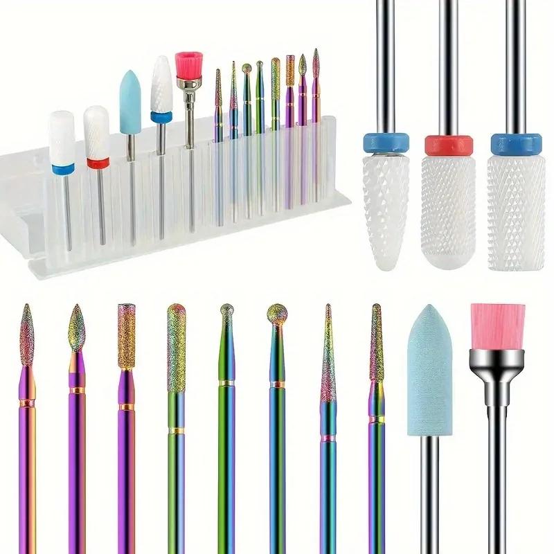 Jeu de forets à ongles professionnels en céramique, lime à ongles électrique pour manucure, pour ong