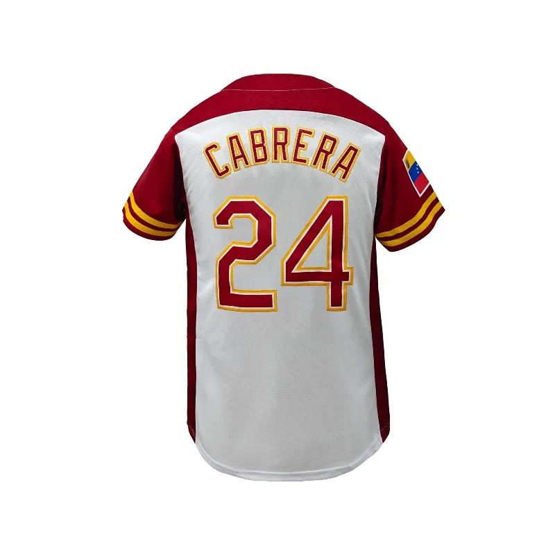 Maillot de baseball respirant pour hommes, manches courtes, broderie "Venezuela 24", chemise de base