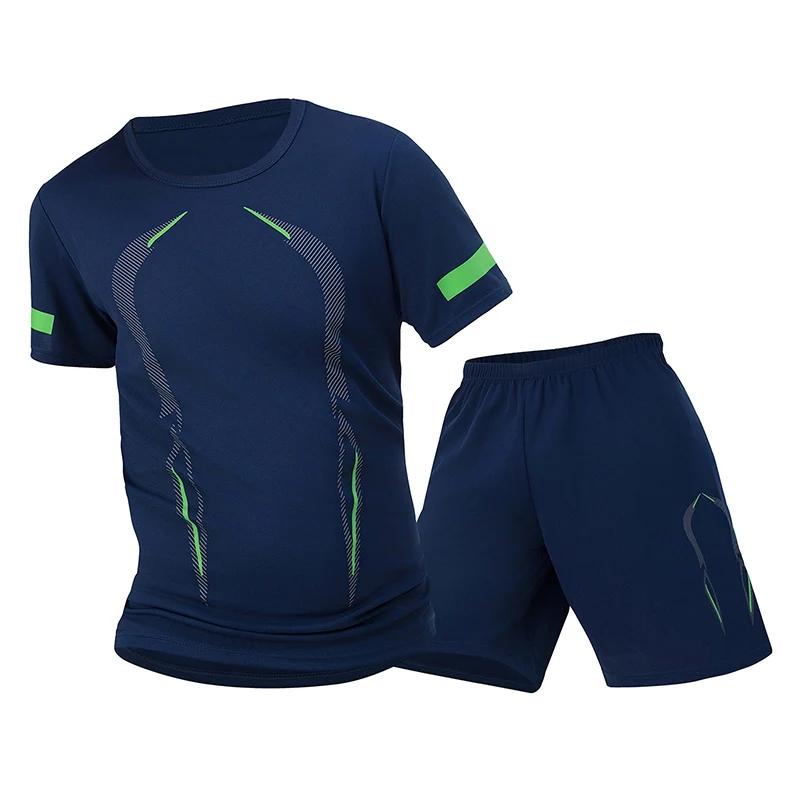Combinaison de sport en maille respirante à séchage rapide pour hommes, 2 pièces, ample, grande tail