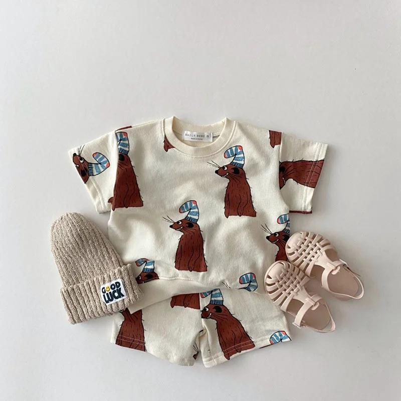 TZ21005-Ensemble de vêtements d'été pour enfants, t-shirt + short pour nouveau-né, ensemble de joggi