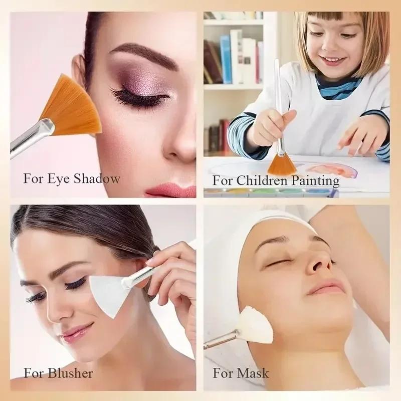 Brosses Faciales Pratiques en Forme d'Éventail, Applicateur de Masque Facial à Tête Plate, Doux et P