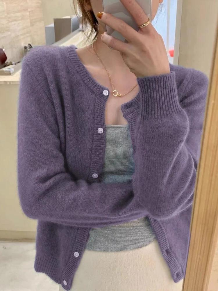 Cardigan tricoté à manches longues pour femme, haut Vintage Y2k, coréen, mode automne-hiver, col ron