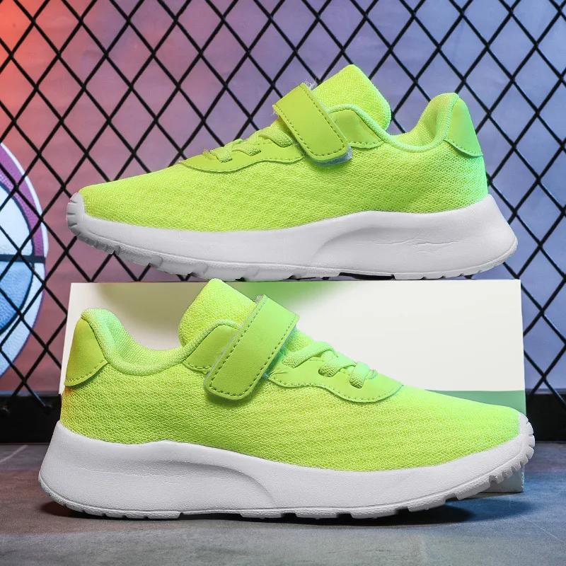 Baskets enfants mode verte pas cher 2023 - Chaussures sport plein air légères garçon fille 28-39