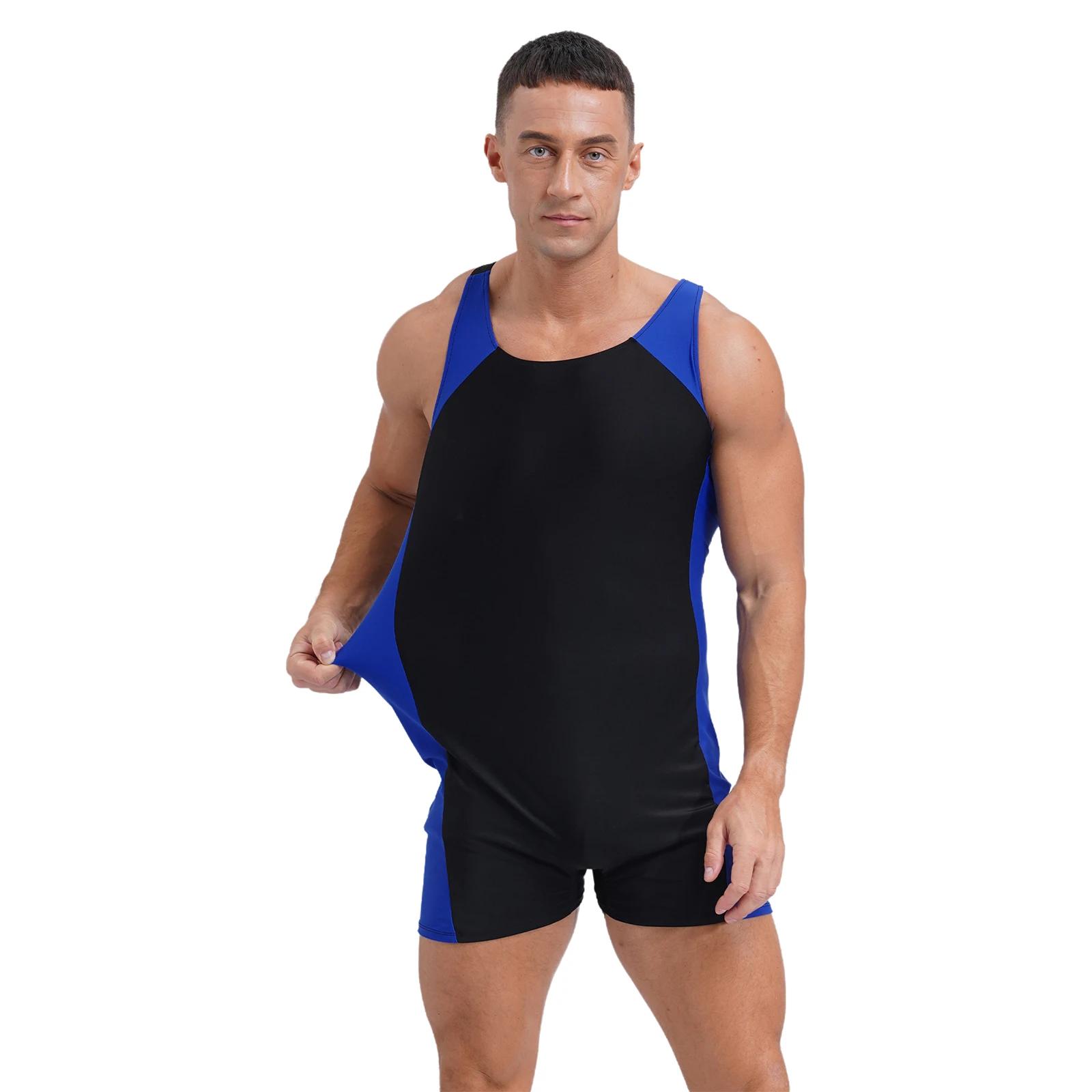 Maillot de bain une pièce pour hommes, bretelles en fibres, protection contre les éruptions cutanées