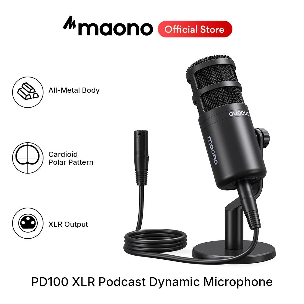 Microphone dynamique XLR pour PC Maono PD100, entièrement en métal, pour jeux, diffusion, enregistre