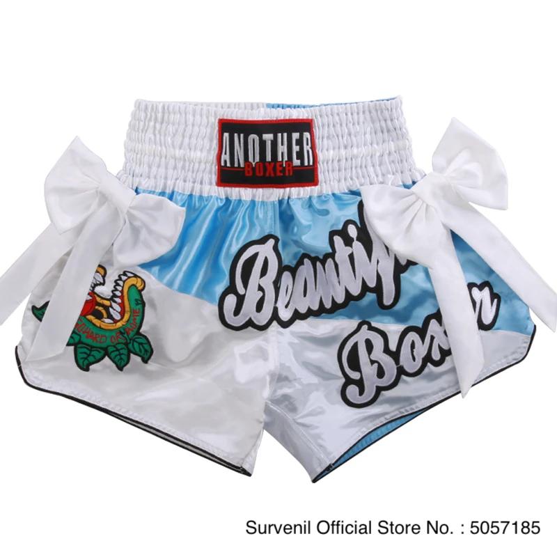 Muay Thai Shorts Bow ruban Cage combat Kickboxing pantalon hommes femmes enfants garçon fille broder