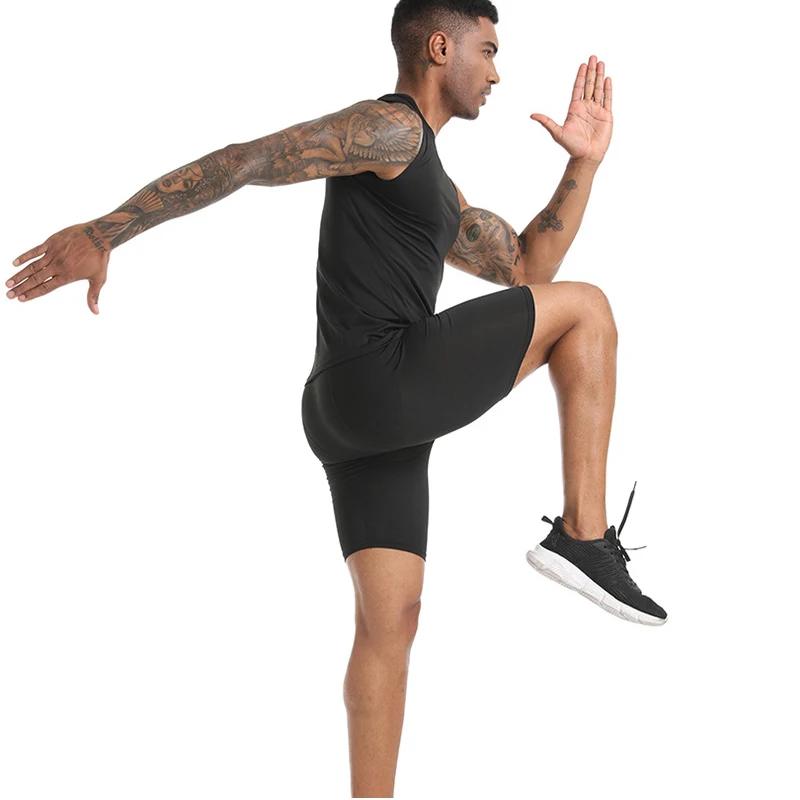 Débardeur de Compression pour hommes, chemise de gymnastique sans manches, séchage rapide, solide, v