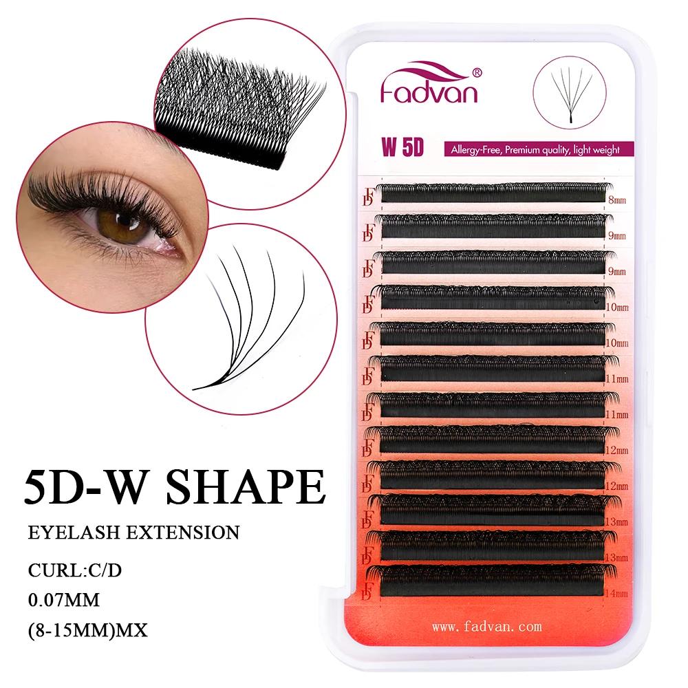 FADVAN 5D cils en forme de W ventilateurs de Volume préfabriqués naturels C/D/L/M Curl W forme Exten