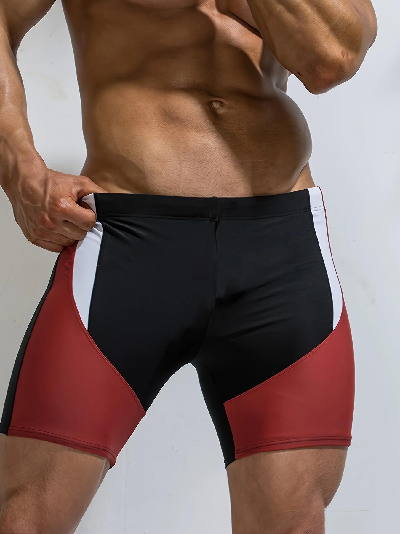 Maillot de bain homme contrasté natation compétitive - Séchage rapide 5 minutes, épissage technique