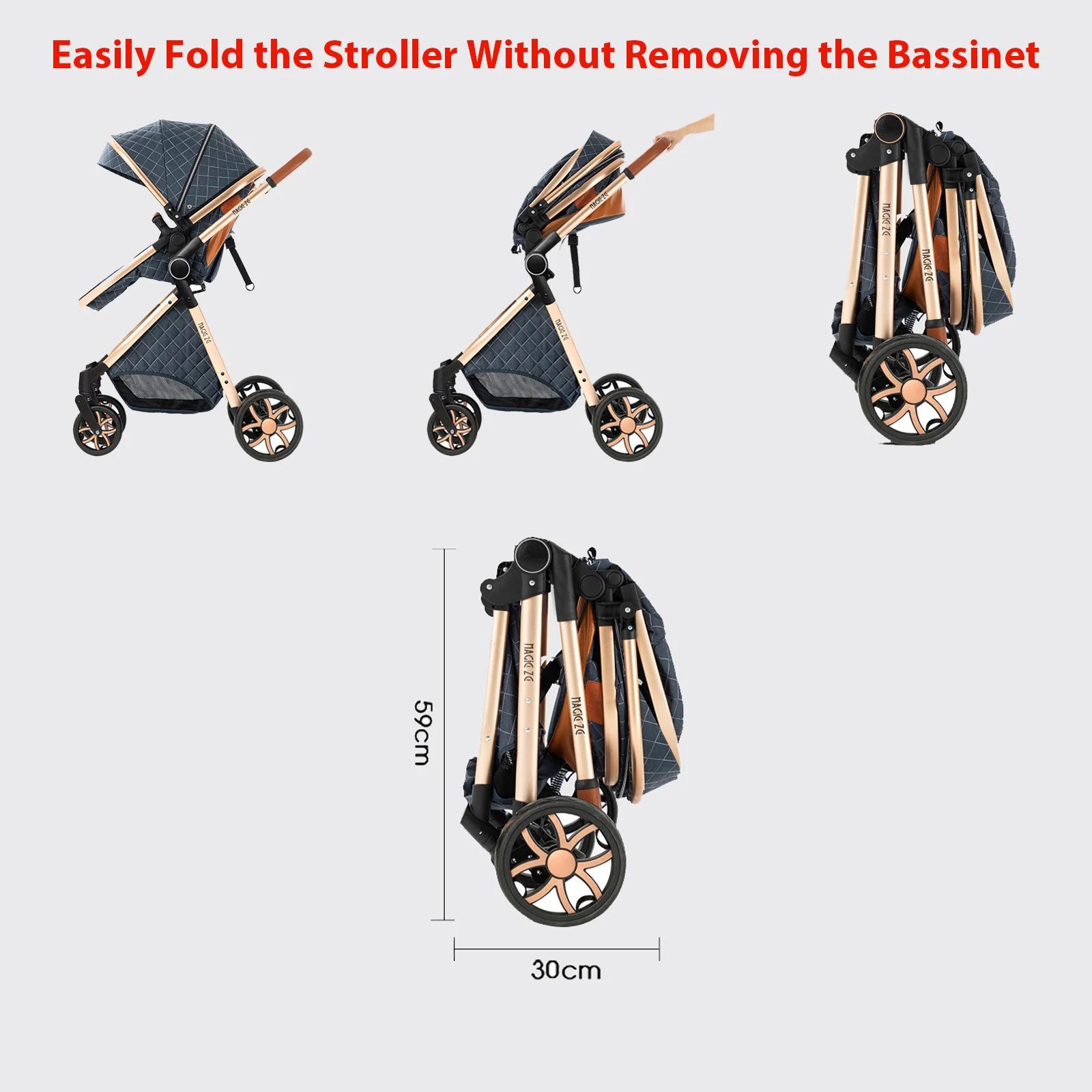Siège auto pour bébé, poussette 3-en-1, système de voyage, poussette pliable légère avec harnais de 