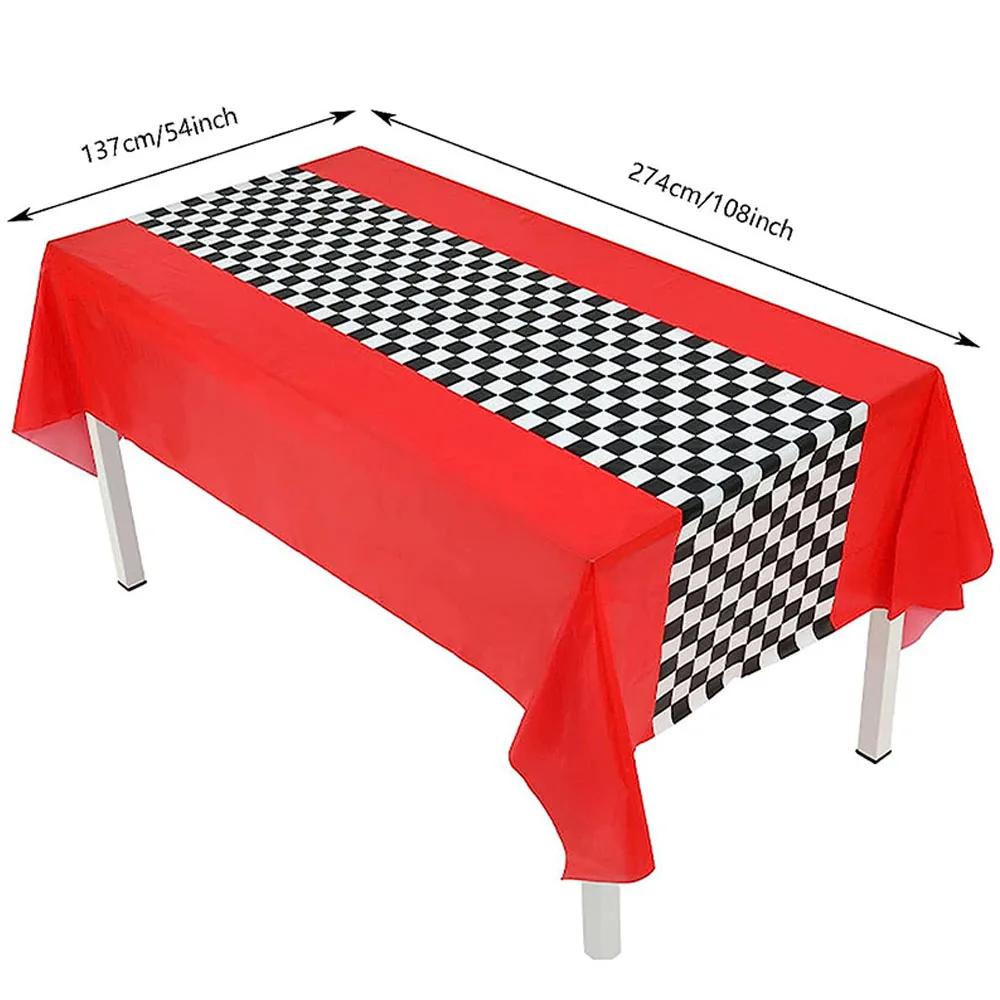 Nappe de fête de voiture de course à carreaux, drapeau à carreaux noir et blanc, nappe de route, cou