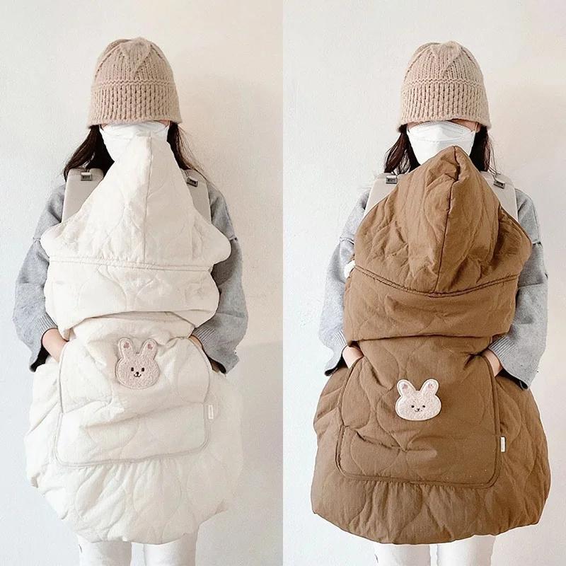 Couverture à capuche pour poussette de bébé, lange d'emmaillotage pour nouveau-né, porte-bébé chaud,